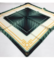 Geometrik Desen Black Seri Twill Eşarp Eşarp Askısı ile Birlikte 90x90 cm Petrol
