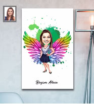 Kişiye Özel Melek Anne Karikatürlü Ahşap Tablo 30x47  Model-3