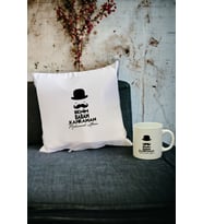 Benim Babam Kahraman Kupa Bardak ve Yastık Set (Beyaz)
