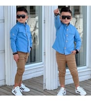 MODAVALS HAKİM YAKA DENIM GÖMLEK & GABARDİN PANTOLON ERKEK ÇOCUK 2’Li TAKIM
