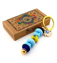 Gerçek Cam Nazar Boncuklu Çanta Süsü Balık Charm Anahtarlık KY055