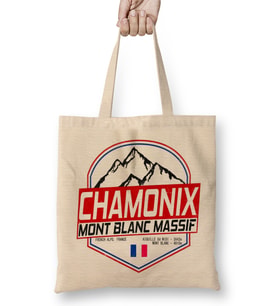 Retro Ski Chamonix Mont Blanc France Skiing and Mountain Biking Paradise Bez Çanta Uzun Saplı