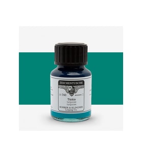 Rohrer&Klingner Kaligrafi mürekkebi Zeichentusche 29-airbrush-fırça-divit-50ml-743-turquoise