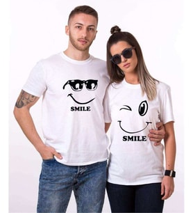 Tshirthane Smile Love Sevgili Kombinleri Tshirt Kombini (Tek Ürün Fiyatıdır.)