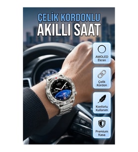 AMOLED Ekranlı Çelik Kordon Akıllı Saat – 1.69 İnç Android ve iOS Uyumlu Çağrı Cevaplama