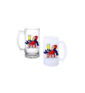 Ghostbastır Design Bud Kulplu Bira Bardağı Buzlu veya Şeffaf Seçenekli 045