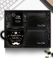 Sevgililer Günü Temalı Kişiye Özel Siyah Kupa & Zippo Tarzı Çakmak & Cüzdan & Kartlık Hediye Seti