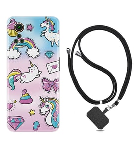 General Mobile GM 21 Pro GM 22 Pro Plus Kılıf Boyun Askılı Silikon Unicorn Mektup 1800