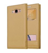 Samsung Galaxy J7 2016 J710 Pencereli Kapaklı Magnum Kılıf (Gold)