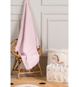 Toffy Toz Pembe Düz Örgü Akrilik Tek Kişilik Bebek Çocuk Battaniyesi 100X10