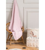 Toffy Toz Pembe Düz Örgü Akrilik Tek Kişilik Bebek Çocuk Battaniyesi 100X10