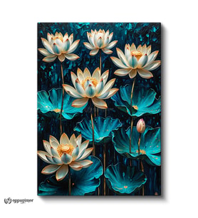 Dikey Kanvas Tablo Lotus Çiçekleri Çiçek Tablosu Ev Ofis Duvar Dekoru