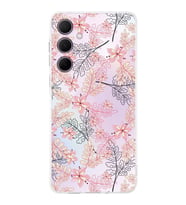 PrintiFy Galaxy A56 ile Uyumlu Kamera Korumalı Floral Kırmızı Tasarımlı Şeffaf Kılıf