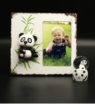 Kişiye Özel Panda Özel Tasarım 3 Boyutlu Çerçeve& Panda Mini Işıklı Kar Küresi
