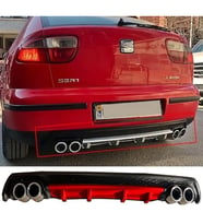Seat Leon Mk1 Kırmızı Difüzör Çiftli Yuvarlak Egzoz Görünümlü D Tip Difizör