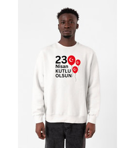23 Nisan Balon Beyaz Erkek 2ip Sweatshirt