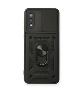 Samsung Galaxy A02 Kılıf Pars Lens Yüzüklü Silikon - Siyah