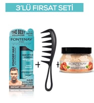 Fontenay Pudra Toz Wax Mavi 20gr + Şekil Tarağı 043 + Face And Body Scrub Şeftali 350ml 3'Lü Set