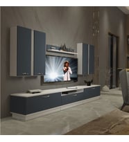 Decoraktiv Trendstyle 8D Mdf Tv Ünitesi Tv Sehpası - Beyaz Antrasit (Beyaz - Antrasit)