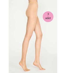 3 Adet Parlak Fit 15 Likralı Külotlu Çorap Açık Ten