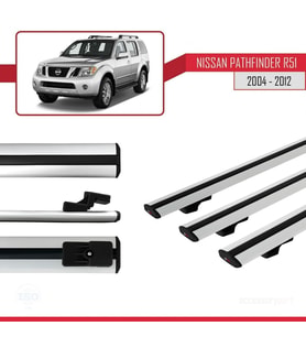 Nissan Pathfinder 3 (R51) 2004-2012 Arası ile Uyumlu BASIC Model Ara Atkı Tavan Barı Gri 3 Adet