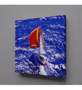 MAVİ DENİZDEKİ TEKNE KANVAS TABLO 90x90cm (Karışık)