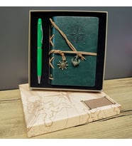 Hediyelik Defter Kalem Kutulu Set Yeşil (Karışık)