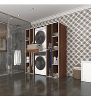 Kenzlife çamaşır-kurutma makinesi dolabı sadra cvz 187*170*60 çekmeceli raflı banyo (Beyaz)