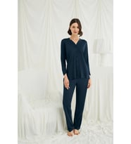 Amora Secret Uzun Kollu Boydan Düğmeli V Yaka Pijama Takımı