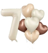 Retro Krem 7 Yaş Kalpli Folyo Balon Set