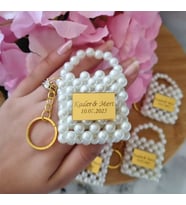 Inci Çantalı Madlen Çikolatalı Anahtarlık  Nikah, Söz, Nişan, Kına ve Düğün Hediyelikleri  Madlen Nikah Çikolatası (Beyaz Gold)