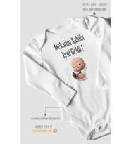 Mekanın Sahibi Yeni Geldi Baskılı Bebek Zıbını – Çıtçıtlı Body 8 Renk  %100 Pamuk Uzun Kol (Beyaz)