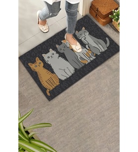 Valerine Life Kedi Konseyi Pati Kardeşliği Siyah Renk Welcome Hoş Geldiniz Kapı Önü Paspası 45x70cm