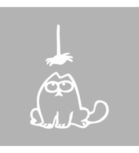 Komik Kedi Araba Sticker siyah 14x19 CM (Beyaz)