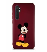 Xiaomi Mi Note 10 Lite Soft Premier Kapak Mickey Mouse-B Tasarımlı Silikon Kılıf - Mürdüm (Şeffaf)