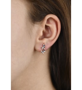 Yılan Model Zirkon Taşlı Gümüş Kadın Küpe (Rose)