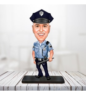 kişiye özel karikatür biblo coplu polis