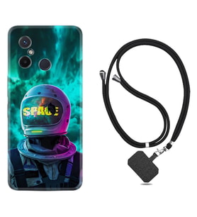 Xiaomi Redmi 12C Kılıf Resimli Boyun Askılı İpli Desenli Silikon Series Space 1814