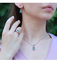 Aqumarin Taşlı Otantik Set