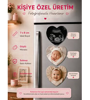 3'lü Kalp Fotoğraf Magneti Bebeğin İlk Anıları Kişiselleştirilebilir Anne Babaya Özel Hediye