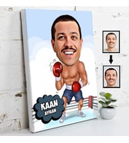 Boksör Karikatürlü Kanvas Tablo