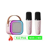 1-2 Kablosuz Mikrofonlar İle K12 Karaoke Makinesi Taşınabilir 5.3 Pa Bluetooth Pembe 2 Mic