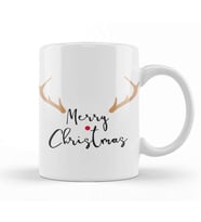 Merry Christmas Red Nose Antler Gift Kupa Bardak Porselen