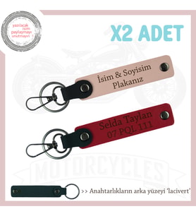 Babaya En Anlamlı Hediye, İsim ve Plaka Yazılı Kişiye Özel 2’li Anahtarlık, Yavruağzı-Kırmızı-Laci