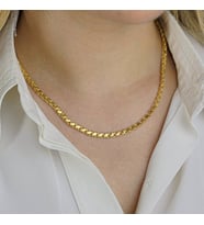 Altın Kaplama 925k Gümüş Pullu Kadın Zincir Kolye (Gold)
