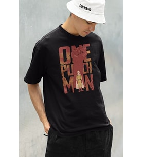 Saitama One Punch Man Baskılı Unisex Oversize Anime Karakter Tişört