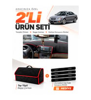 e-biz SUBARU LEGACY (2003-2009) Uyumlu Torpido Örtüsü + Tay Tüyü Çanta - Siyah-Kırmızı - SU005