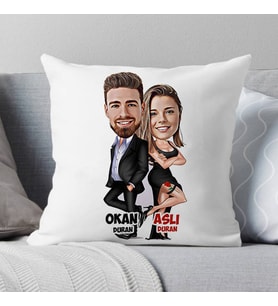 Kişiye Özel Gizli Ajan Sevgililer Karikatürlü Yastık