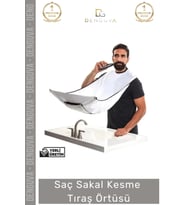 #TıraşÖrtüsü Vantuzlu Pratik Ev Tipi Kıl Toplama Önlüğü Apronu Saç Sakal Kesme Beyaz Tıraş Örtüsü
