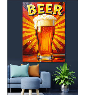 Bira Bardağı Retro Poster Dekoratif Kanvas - Mdf Ahşap Tablo